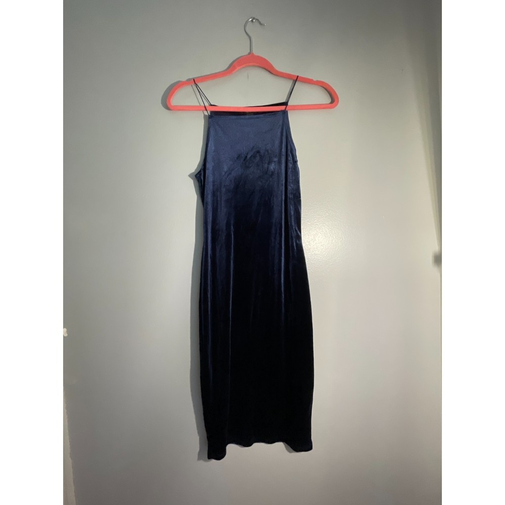 Forever 21 Blue Velvet Bodycon Mid Dress